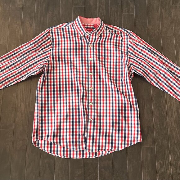 Red, Blue & White Check Large Izod Shirt - Picture 3 of 11